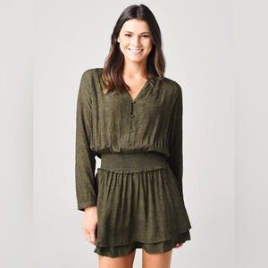 NWT Rails JASMINE OLIVE SPECKLED Smocked Waist‎ Mini Fall Dress Size MEDIUM